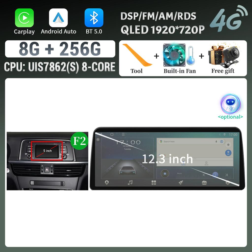 12,3 Zoll Android 14 Für KIA K5 Optima 2015 2016 2017 2018 2019 Autoradio Multimedia Navigation GPS Carplay Stereo Touchscreen