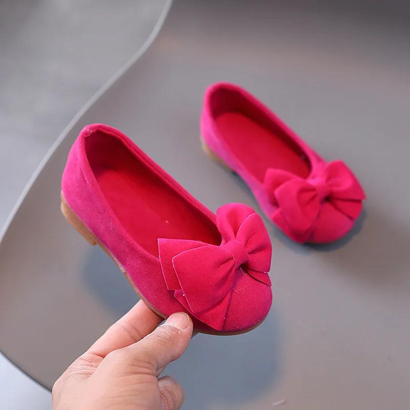 Children's Leather Shoes Sweet Chic Bowknot Ballet Flats for Girls Fashion Soft Versatile Kids Causal Princess Loafers Elegant