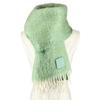Excellent LOEWE Scarf Anagram Leather Patch Fringe green mohair Women Used