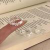 Elegant Hollow Love Heart Lace Ring: Adjustable Women's Fashion Accessory, Versatile Style for Index Finger.