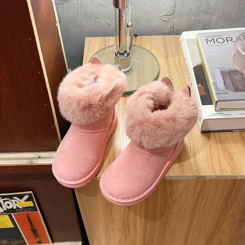 Botas Para Niña Platform Kids Boot 2025 WinterNew Plush Snow Boot Cartoon Boy CottonShoe Cute Girl Shoe Ankle Boot Kid Shoe Bota
