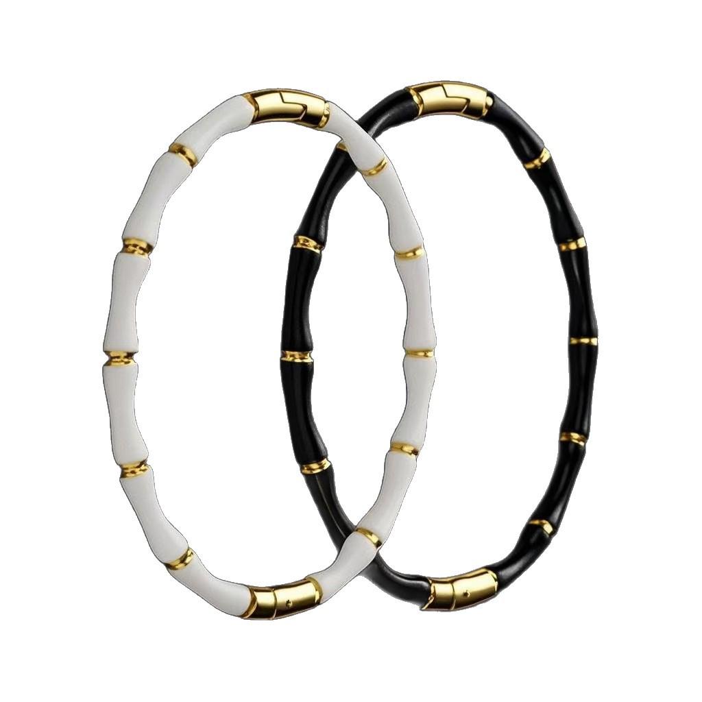 Elegant Bamboo Titanium Steel Bracelet for Women - Versatile and Fashionable European & American Style