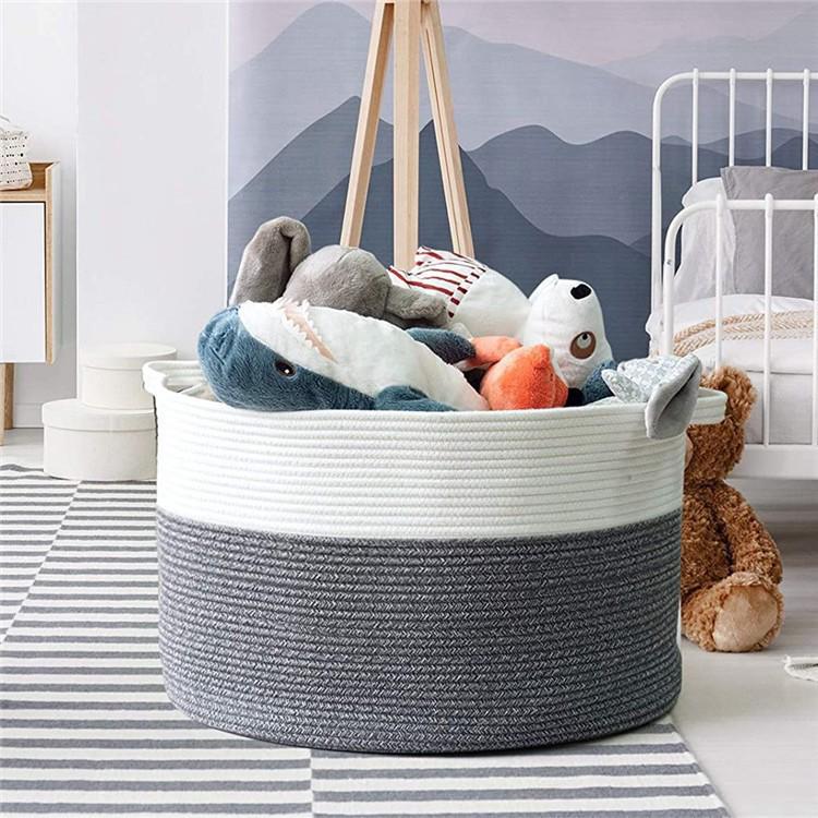 Cotton Rope Woven Laundry Hamper & Storage Basket, Large Capacity, Foldable for Clothes, Toys, and Sundries.