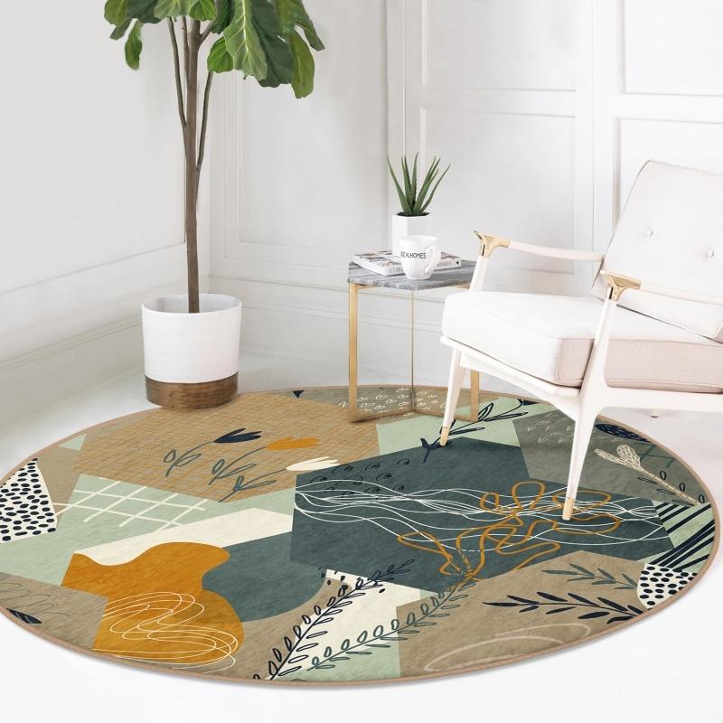 

Чешский специальный дизайн геометрической формы, современный красочный круглый ковер для гостиной и гостиной с моющимся нескользящим основанием