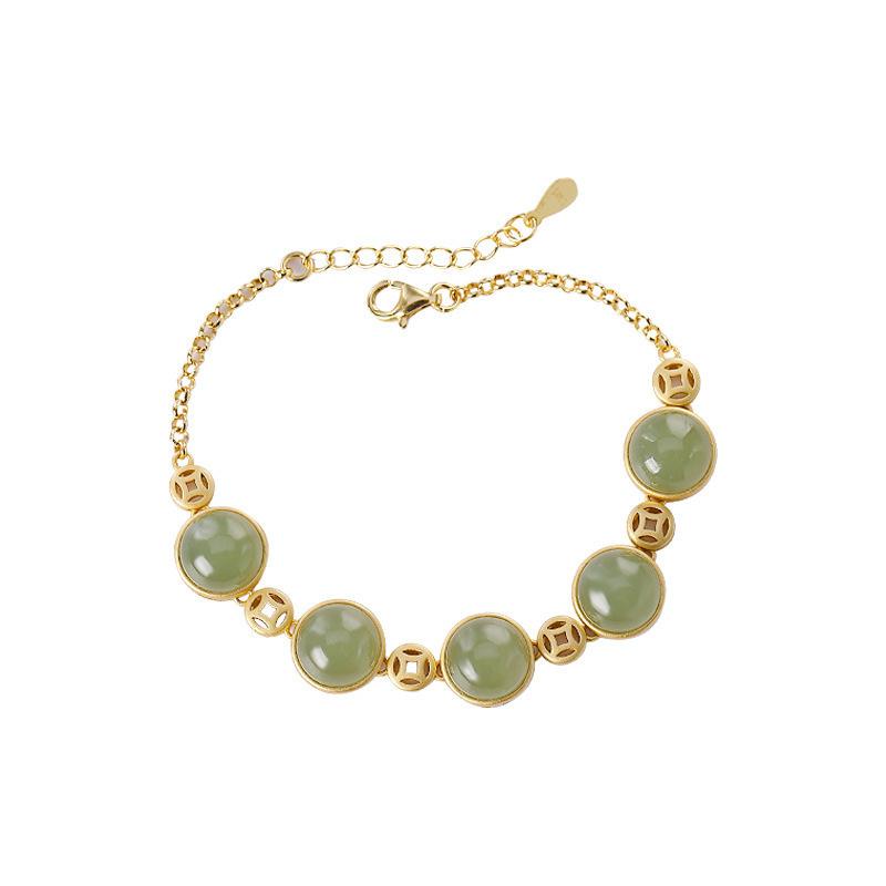 Natural Hetian Jade Gradual Change Color Bracelet Women Light Luxury High Sense Niche Exquisite New Chinese Style Jewelry