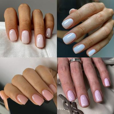 Autumn Winter Solid Color Handmade Wearable Nails Short Style Nail Tips 24 Pieces Set Fake Nails Wearable Nails