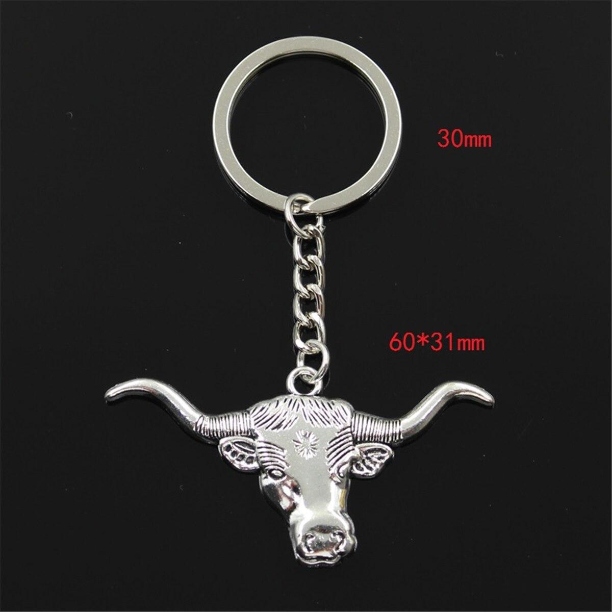 

Новая мода для мужчин 30 мм брелок DIY металлический держатель цепи Винтаж Longhorn бык рулевая голова 60x31 мм серебряный цвет кулон подарок
