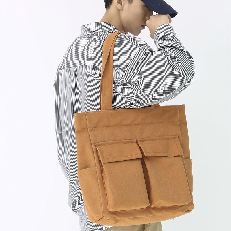 Canvas Bag Large Capacity Men Women's Shoulder Bag Student Class Hand Tote Bag