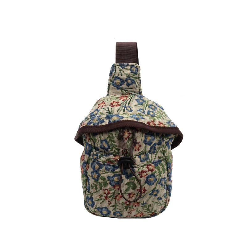 

Women s Random Floral Woven Fanny Pack, Casual Drawstring Sling Bum Bag for Daily Commute & Outdoor Use синий