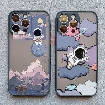 Cartoon Astronaut Pattern Phone Case For iPhone 11 12 Mini Pro Max 14 13 15 Pro Max Plus 7 8 Plus X XR XS Shockproof Phone Cover