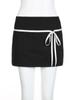 Sweet Basic Patchwork Bandage A-Line Skirt Casual Slim Low-Waisted Mini Skirts Women 2024 Summer Fashion Streetwear Lady