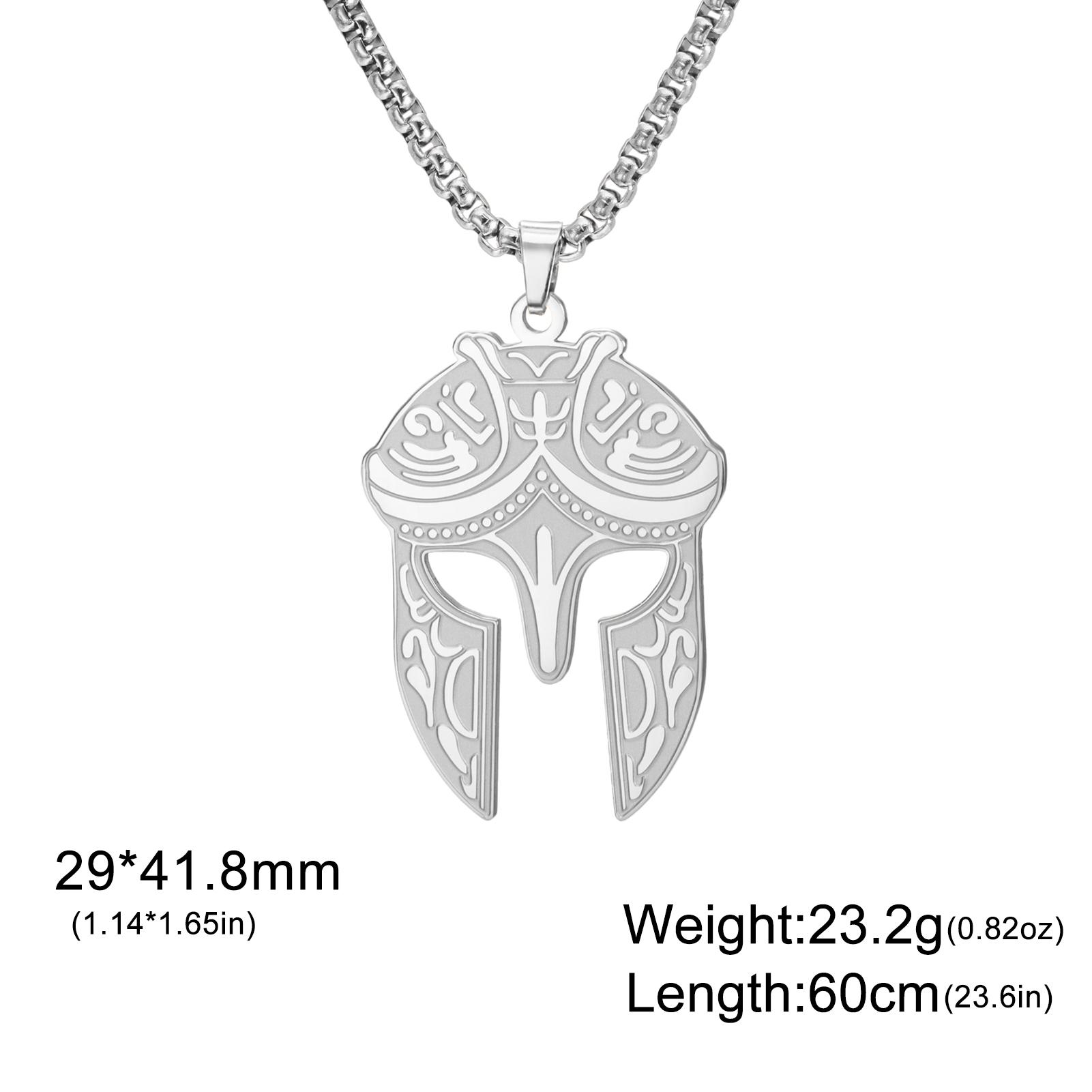 Spartan Warrior Helmet Necklace Ancient Greek Warrior Protection Amulet Pendant Nordic Gothic Religious jewelry Gift for Men 60cm