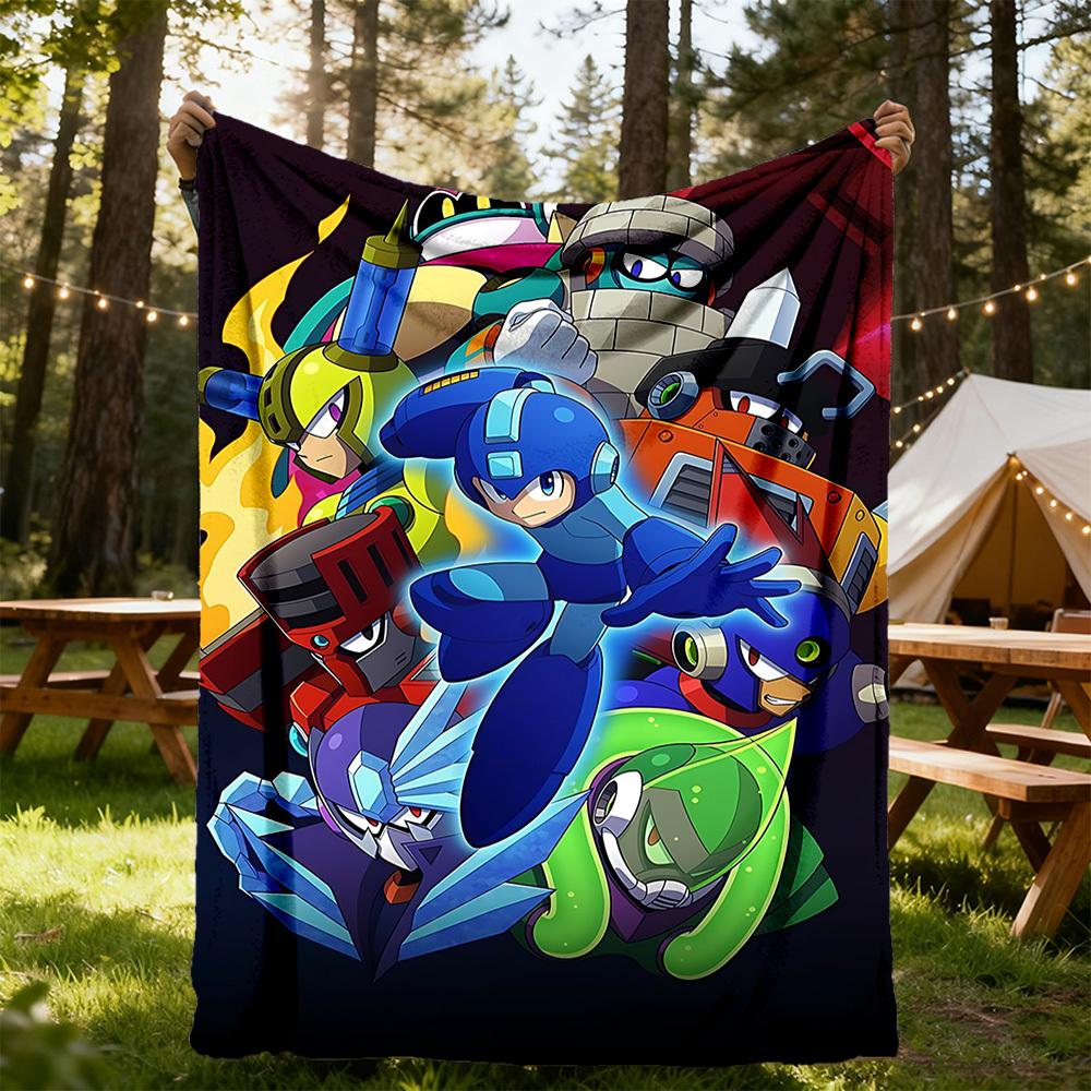 1PC Mega Man, Robotics Outdoor Blanket Lightweight Flannel, Soft & Warm, All-Season Use for Sofa, Outdoor, Camping, Living Room, Office19