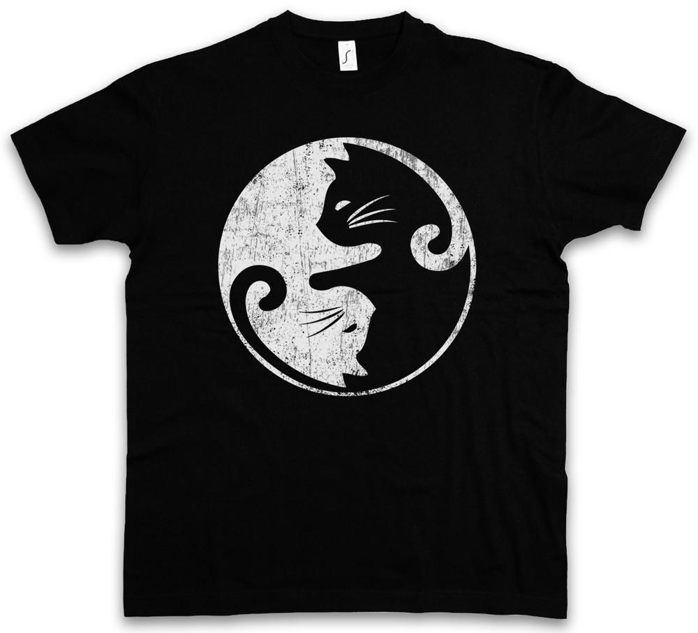 

Cats Yin & Yang T-Shirt and Cat Circle Symbol Sign Fun Lover Love 3XL