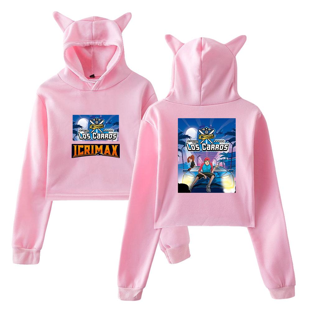Cat Ear Hoodies Sweatshirt Icrimax for Women Sexy Pink Color Fashion Autumn Streetwear Cool Clothes