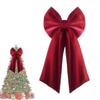 Red Large Velvet Christmas Bows Large Christmas Tree Top Bow Outdoor Decorations Wedding Hanging Pendant New Year Ornament
