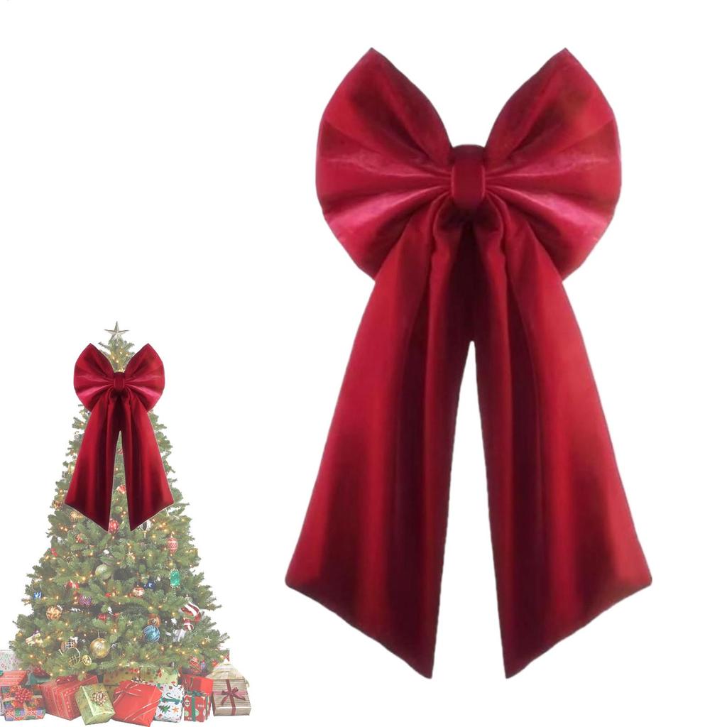 Red Large Velvet Christmas Bows Large Christmas Tree Top Bow Outdoor Decorations Wedding Hanging Pendant New Year Ornament