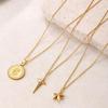 Titanium Steel Star & Moon Layered Necklace Set with Simple O-Shaped Chain