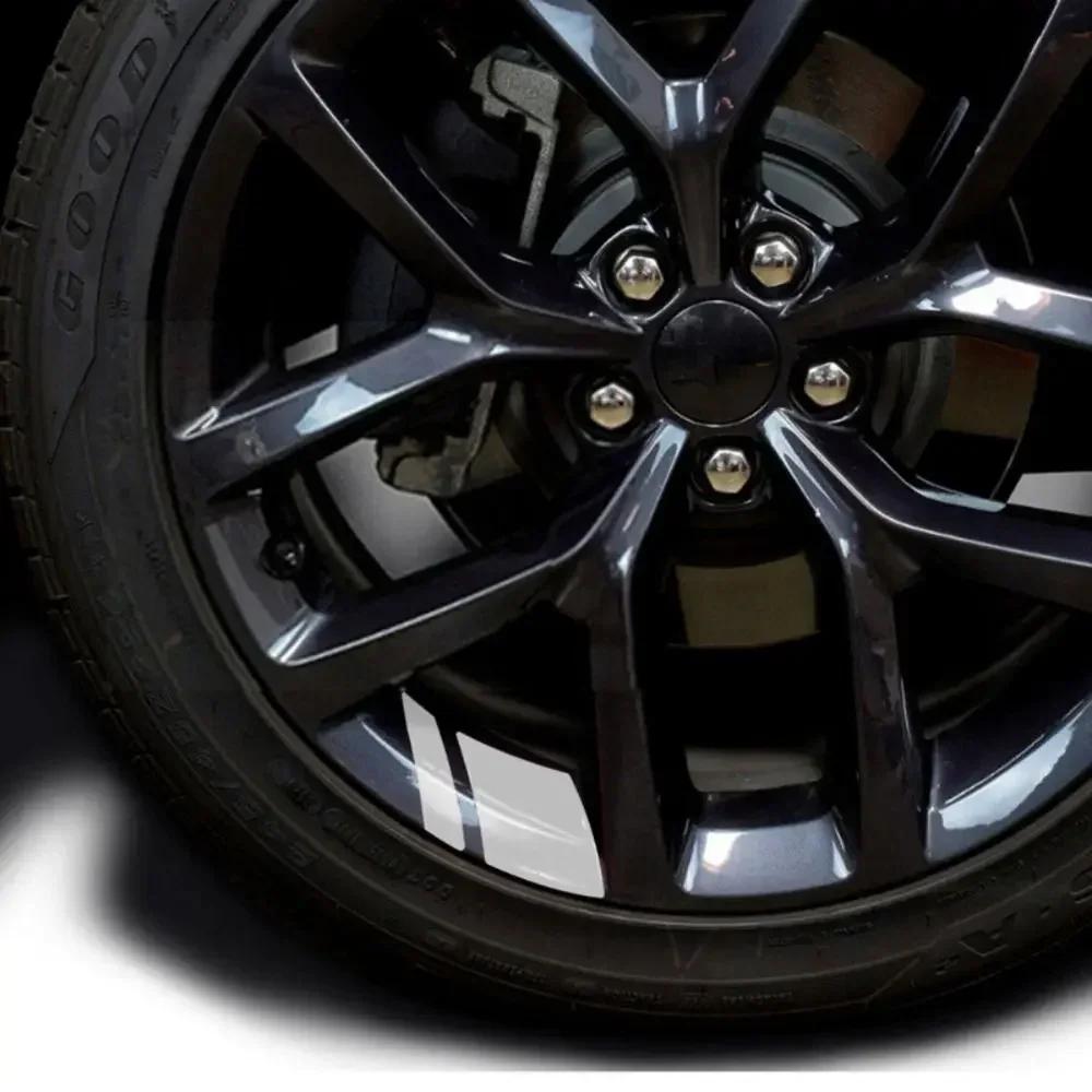 Universal 6Pcs Reflective Car Wheel Stickers Stripe Racing Wheel Hub Decals Self-adhesive For Size 18  - 21  Decorative Sticker