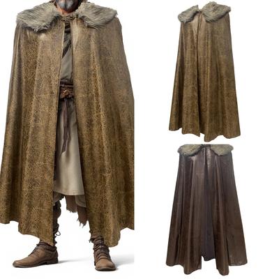 Pánský vikingský plášť s límcem z umělé kožešiny Cosplay kostým pro středověkou tématickou párty, setkání a jevištní vystoupení