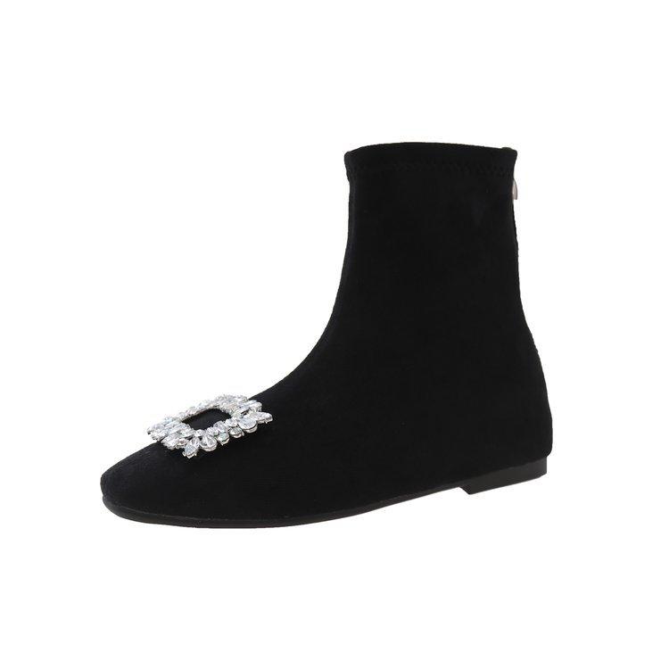 inner height increase French small short boots women's shoes in autumn and winter 2025 new rhinestone square buckle thin versatile Korean small bare