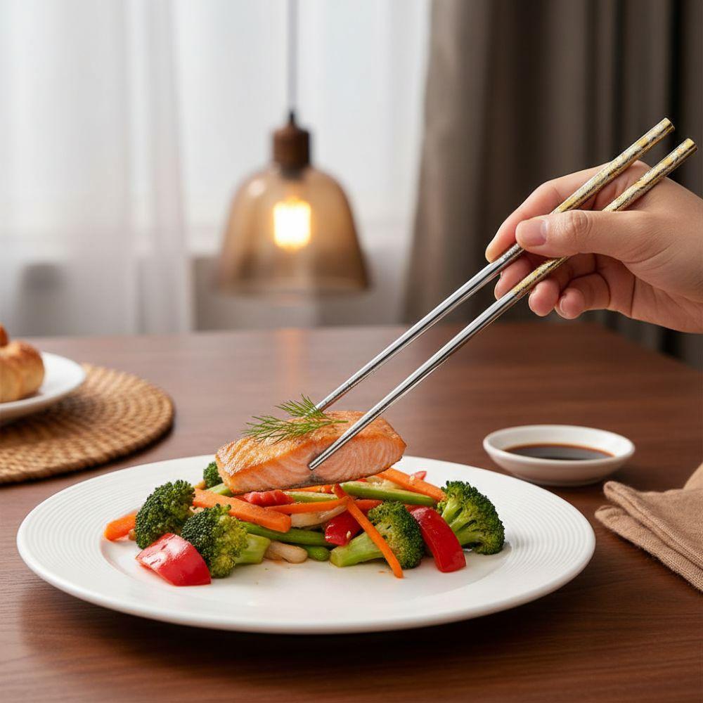 5 Pairs Mold-resistant Stainless Steel Dragon Patter Chopsticks Sushi Chopsticks  Home