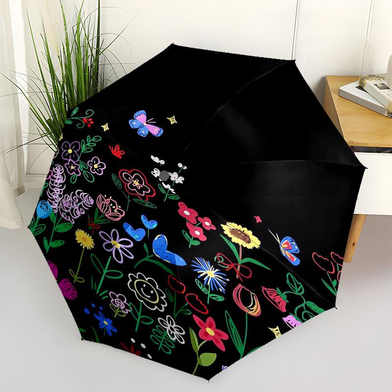

1pc Flower Garden with Butterflies Umbrella with Plastic Handle,Vibrant Cartoon Pattern,Multi-functional UmbrellaPT223