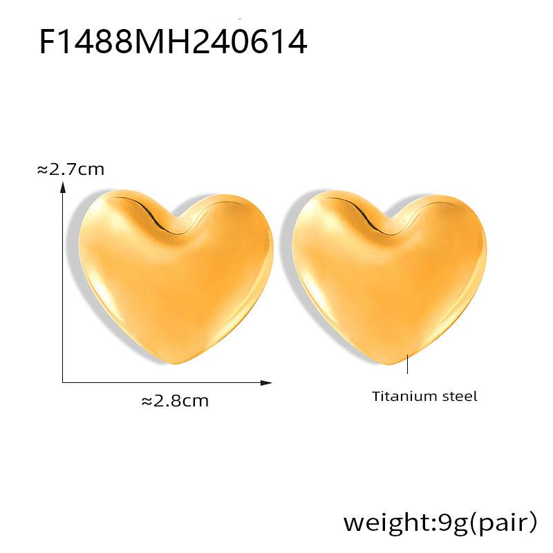 Elegant Heart Stud Earrings: 18k Gold-Plated Titanium Steel, Fashion-Forward Design for Women