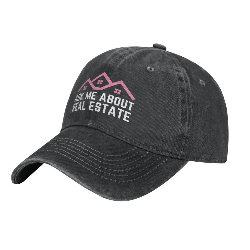 Ask Me About Real Estate Hats Trucker Hat for Men Women Dad Baseball Cap