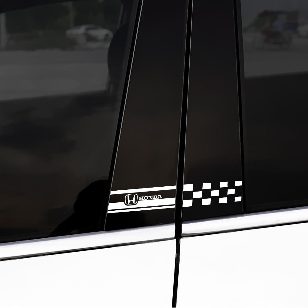 2PCS Car Styling Column Decals Window B Pillars Decorative Stickers For Honda Fit Civic Jazz CITY Accord CR-Z VTEC Vezel Insight