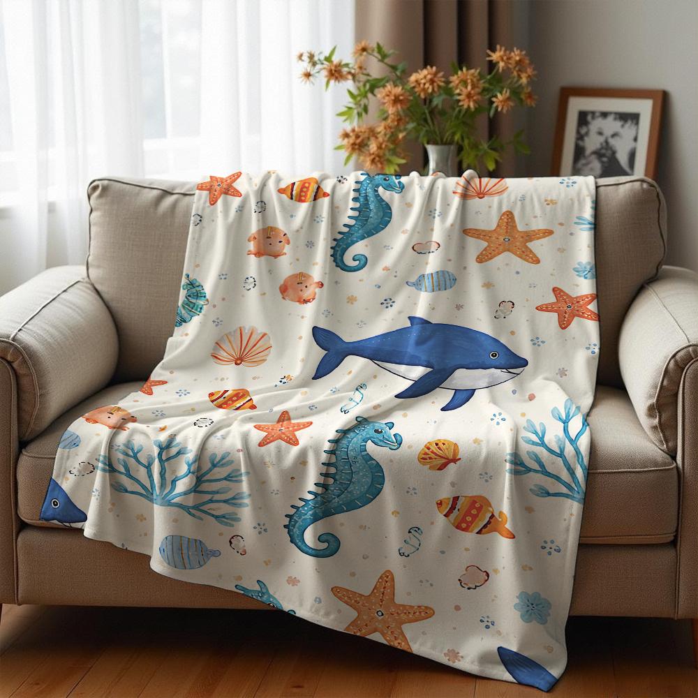 Hand Painted Blue Leopard Cartoon Anime Print Flannel Blanket Soft Warm Throw for Kids Bedroom Sofa Christmas Office Car