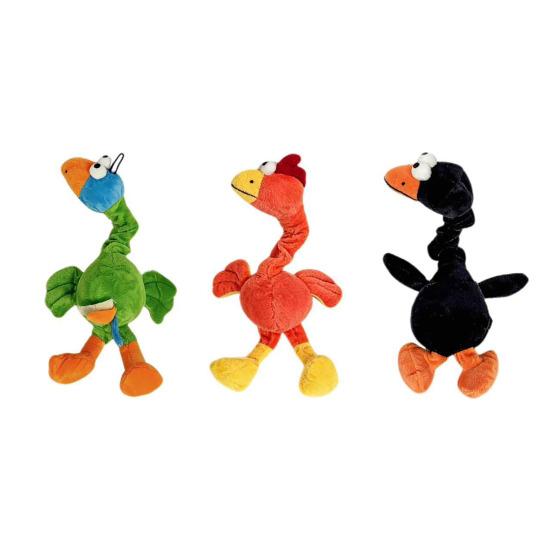 Plush Squeaky Dog Toy Long Neck Bird Dog Chew Toy Soft Stuffed Rooster Puppy Teething Toy for Dogs Interactive Play Tug-of-War