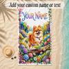 Mermaid Theme Soft Beach Towel Personalized Custom Name Text Towel Portable for Beach Pool Travel