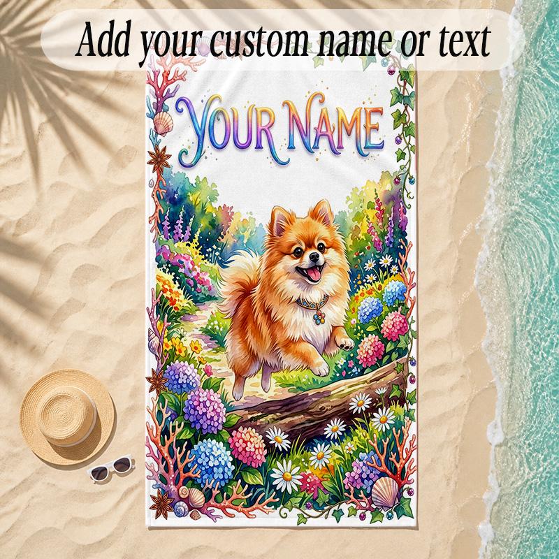 Mermaid Theme Soft Beach Towel Personalized Custom Name Text Towel Portable for Beach Pool Travel