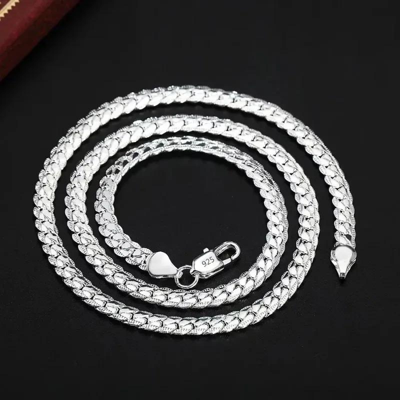 925 Silber Halskette für Männer Frauen 16/18/20/22/24 Zoll Klassische 6MM Schlangenkette Luxuriös Täglich Tragbar Partner Schmuck Geschenke