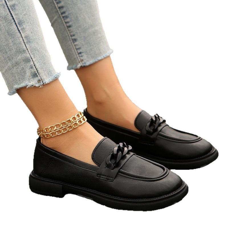 Women's  New Fashionable Round Head Comfortable British Style Thick soled Single Shoes Spring and Autumn Small Leather Shoes