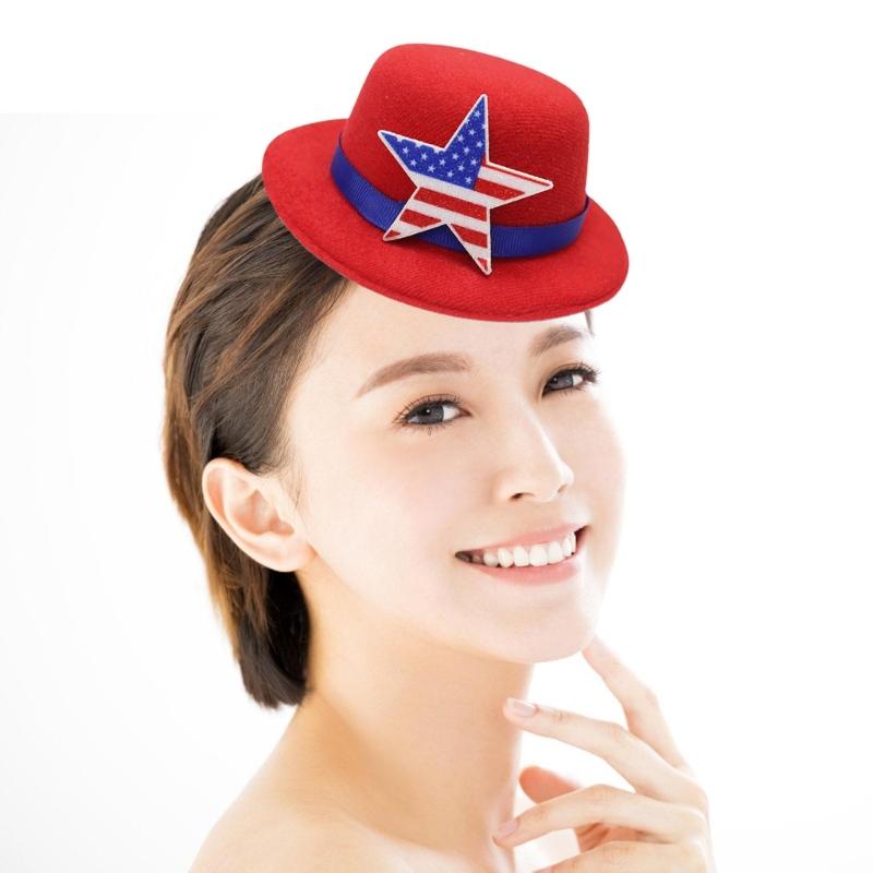 Carnivals Hat with Hair Clip for Independence Day Festival Small Top Hat Patriotic Holiday Party Hat for All Age and Pet