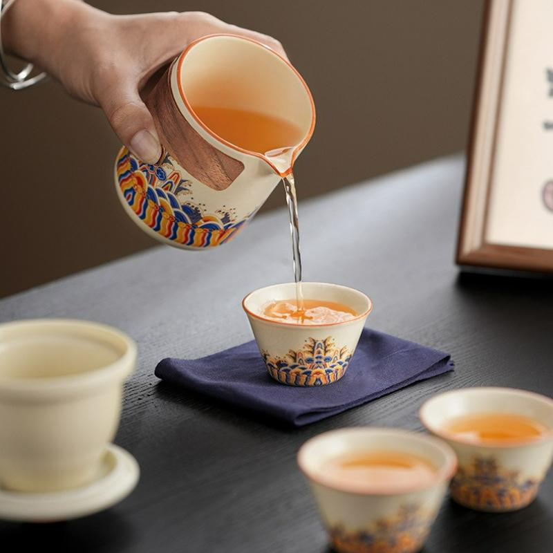 Chinese Ru Kiln Kung Fu Teaset Portable Travel Outdoor Household Ceramic Teapot Tea Canister Tea Cup Tea Sets Leather Bag New