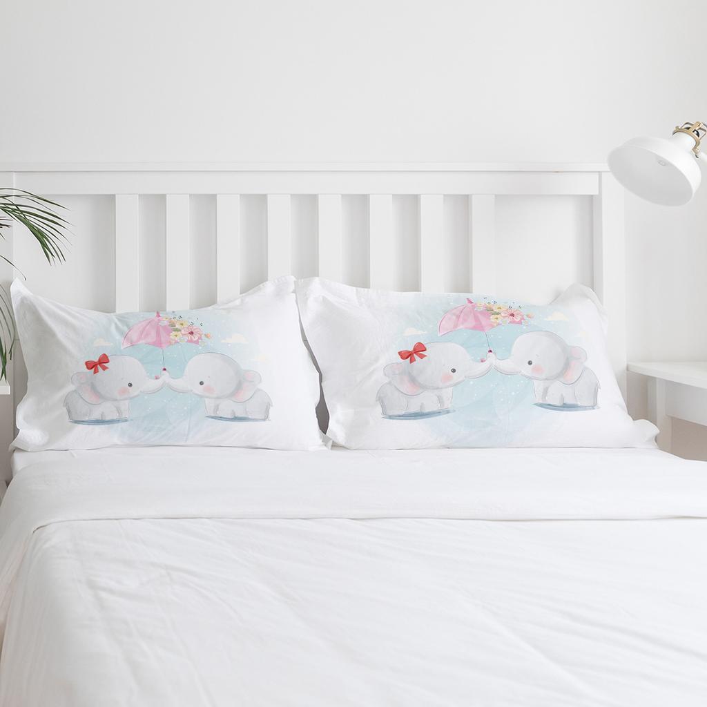 Elephant Umbrella Cartoon Flower Duvet Cover With Pillow Case Custom 3pcs Bedding Set Quilt Cover Double Bed Home Textile