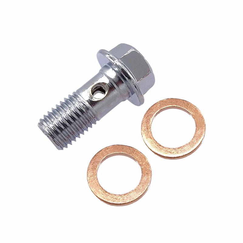 1 Juego de Tornillos de Banjo para Pinza de Freno de Acero Inoxidable M10 x 1.25mm Cromado Para Honda/Kawasaki/Suzuki/Yamaha