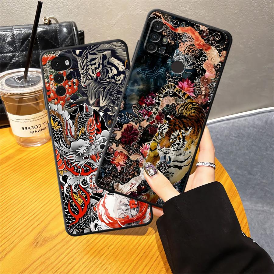 Splicing Tiger Dragon Case for Motorola Moto G52 G53 G30 G51 G73 G50 G71 G32 G22 Edge40 Edge 20 Pro 30 Lite G60s Phone Cover