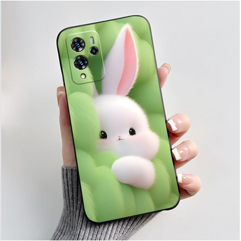 For ZTE Blade V40 Pro/ZTE 9046 Case Cute Love Rabbit Funny Black Matte Soft TPU Protective Back Cover For ZTE V40 Pro Phone Case