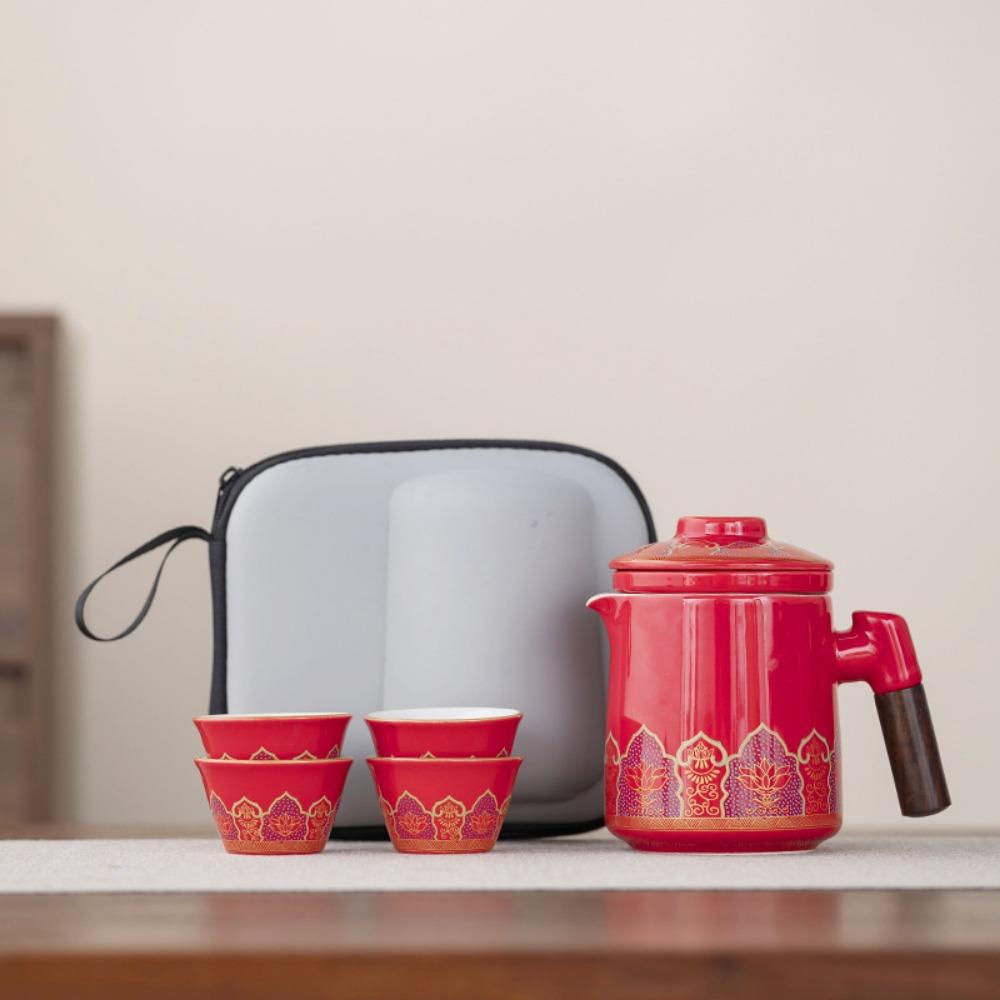 

Дорожный чайный набор Портативный чайный набор Кунг-фу Чашка для экспресс-заваривания на открытом воздухе Сувенир для фестиваля или корпоративного мероприятия