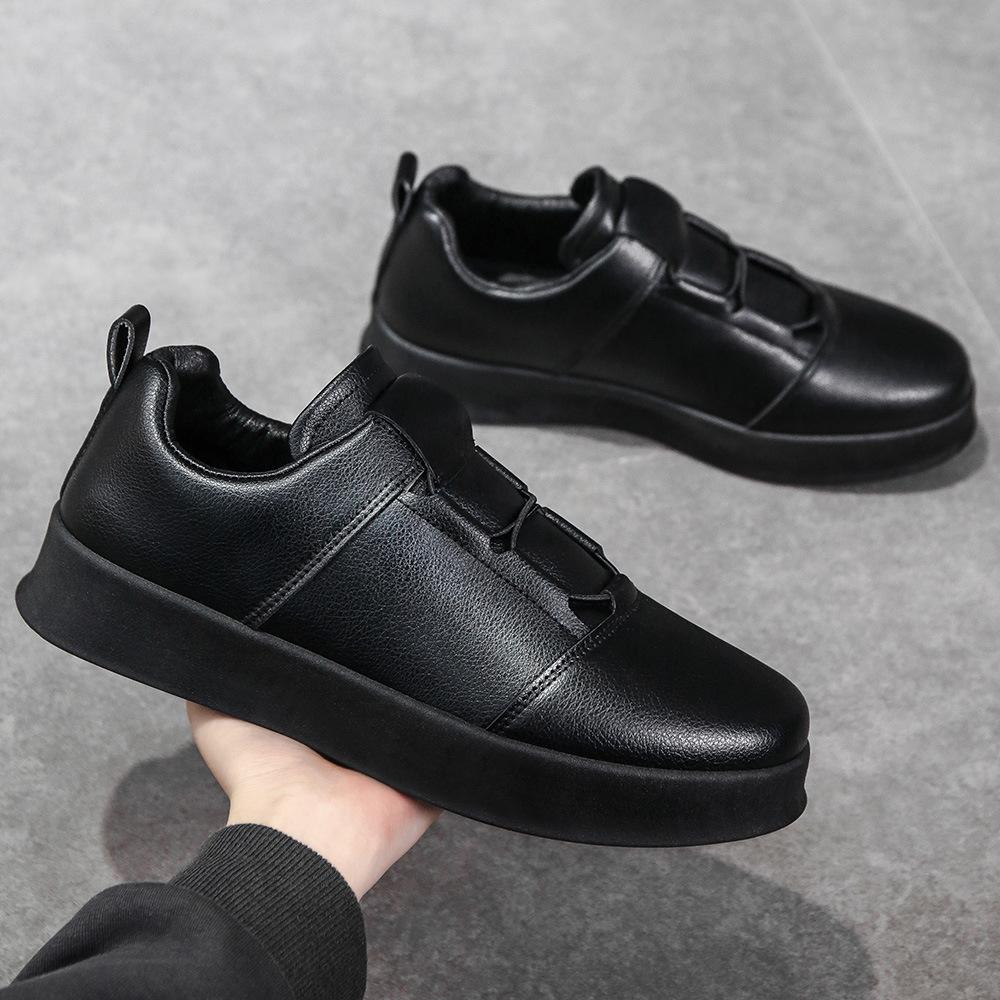 Leather Men Shoes Lace Up Casual Formal All Black Sneakers Man Outdoor Moccasins Breathable Male Driving Shoes for Men Sneakers