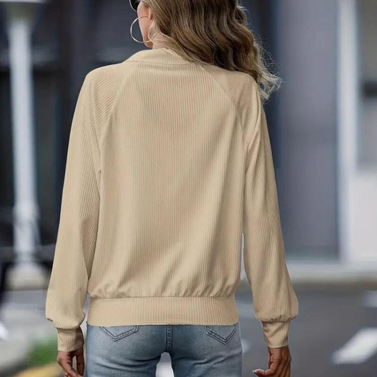 Women's Casual Loose Knitted Solid Color Zipper Coat Long Sleeved Jacket