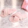 Fashion Luxury Pearl Chain Cross Strap Fur Slippers Women Autumn Round Toe Thick Bottom Outdoor Slides Soft Sole Short Plush Slippers