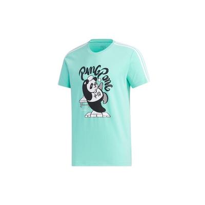 NEO Panda Playing Ping Pong Print Slim Fit T-Shirt Men Tops Teal GK1553