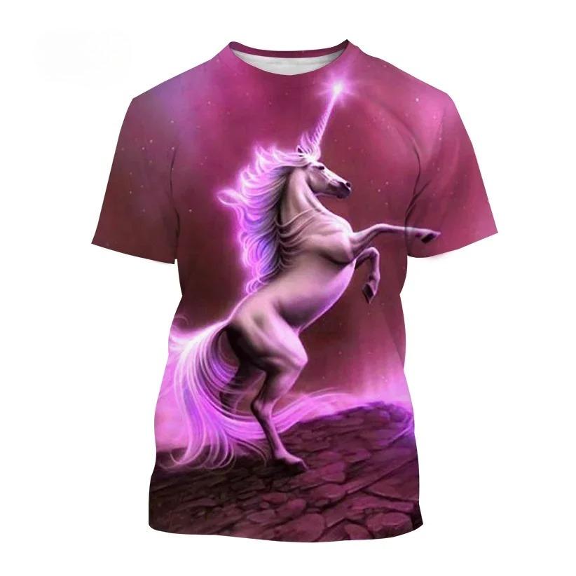Fashion Unicorn 3D Printing T-shirt Novelty Rainbow Unicorn Men Women Short Sleeved Fancy Casual Beautiful T-shirt