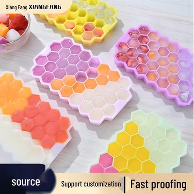 Silicone Honeycomb Ice Cube Mold with Lid, 37-Grid, Stackable, Food-Grade DIY Tray
