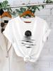 Talla europea Camiseta Casual de Moda para Mujer de Manga Corta con Estampado de Sol y Estrellas, un Top Único para